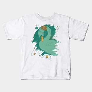 Mountain Green Swan Among The Stars Kids T-Shirt